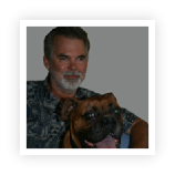 Stephen Hidey, co-founder of Dog Gone Tired Sanctuary and Rescue, and his dog, Baxter.